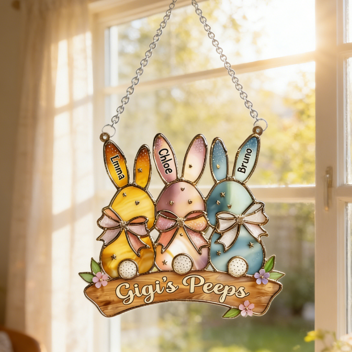 Personalized Acrylic Suncatcher Ornament With 1-6 Grandkids' Names - Easter Gift For Grandma