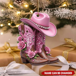 Personalized  Cowgirl Boots Ornament With Name | Western Christmas Decoration | Christmas Gift For Her & Cowgirl Lovers