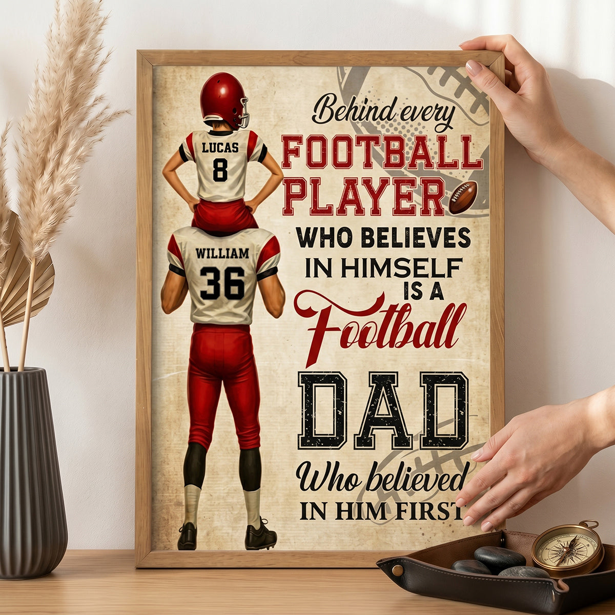 Personalized Football Dad Quote Canvas Poster | Unique Father's Day Gift