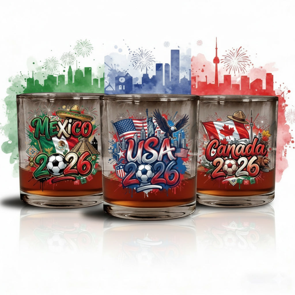 Personalized 2026 World Cup Country Whiskey Glass With Name & Icon | Gift For Soccer Lover