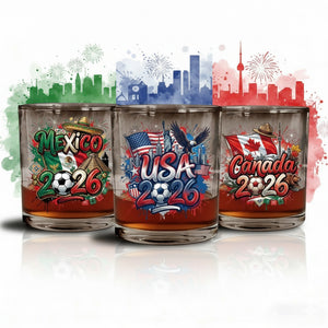 Personalized 2026 World Cup Country Whiskey Glass With Name & Icon | Gift For Soccer Fans