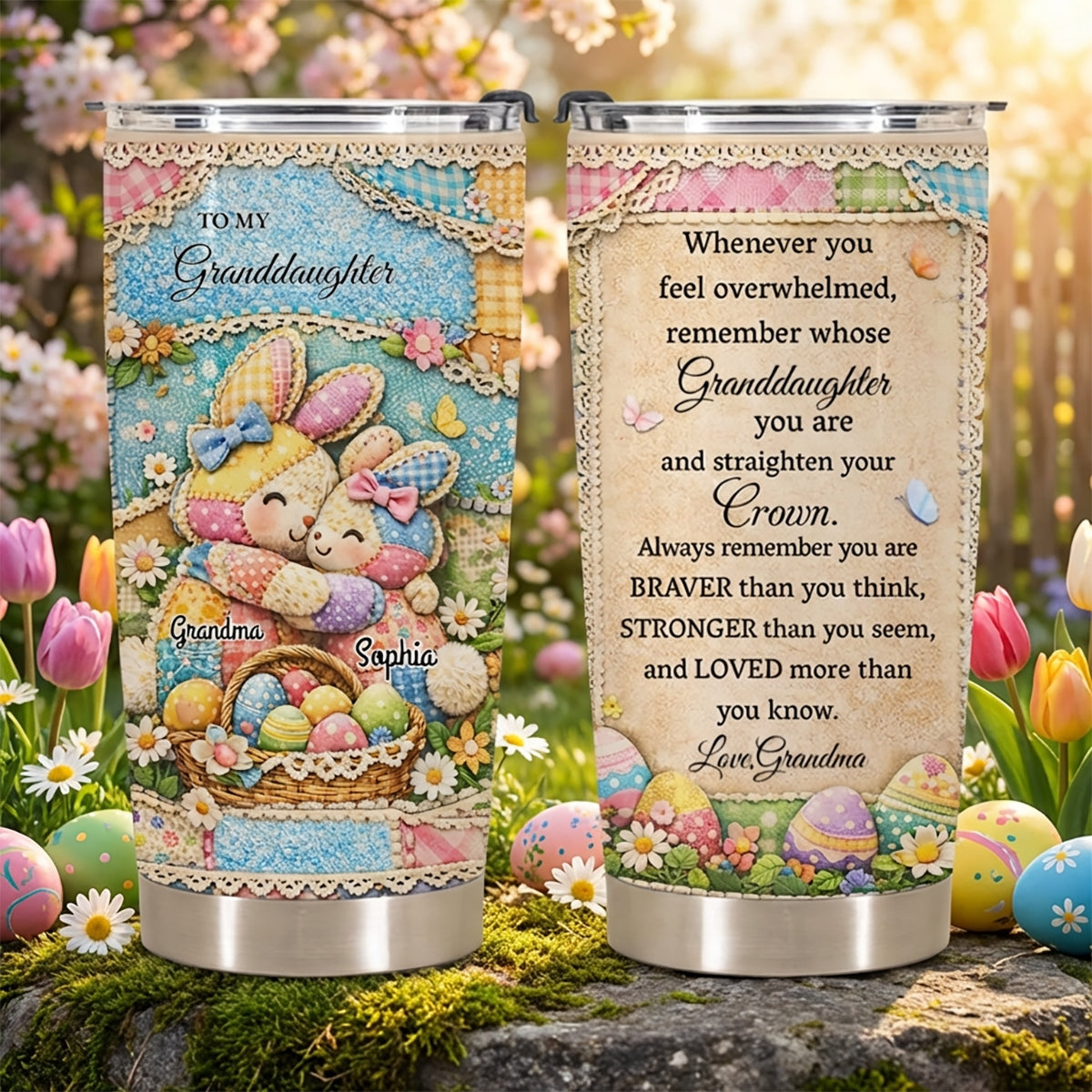 Personalized "To My" Easter Bunny Tumbler With Heartfelt Message - Grandma's Spring Holiday Gift For Granddaughter