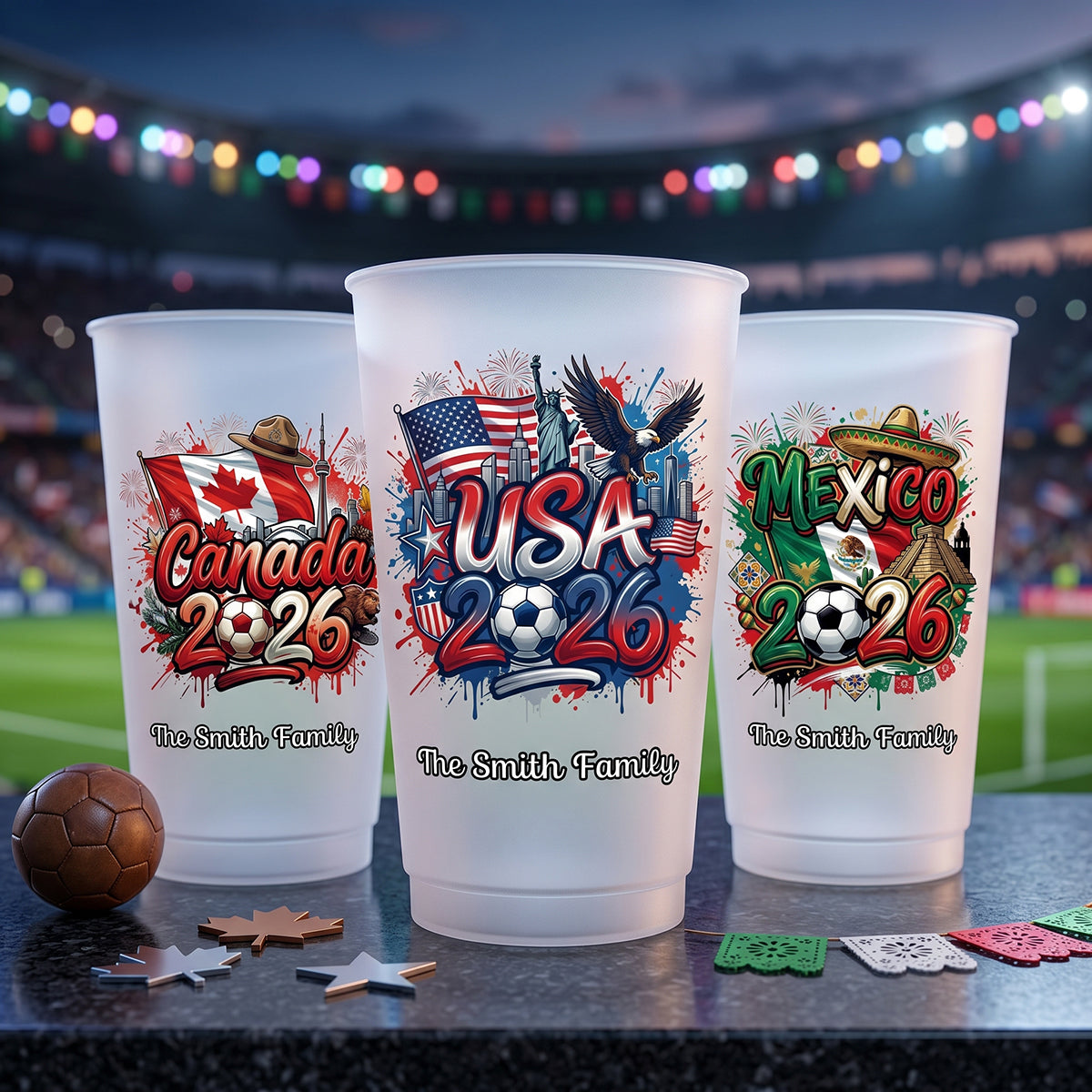 Personalized 2026 Soccer Party Cups | Great For Soccer Events, Tailgates & Fan Gifts