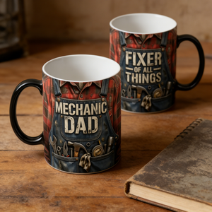 Personalized Heat Sensitive Color Changing Mug With "Fixer Of All Things" - Father's Day Gift For Dad