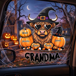 Personalized Highland Cow Pumpkin Decal | Halloween Decor Gift For Grandma