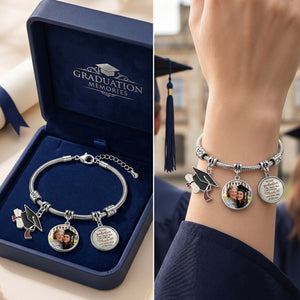 Personalized Walking Beside You Photo Memorial Bracelet | Grad Keepsake For Class of 2026 Students