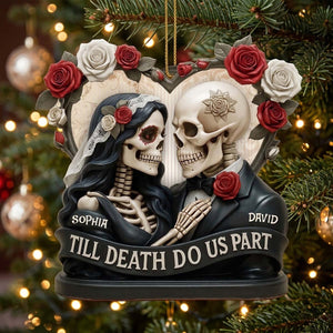 Till Death Do Us Part Skeleton Couple - Personalized Wooden Ornament Gift For Couples