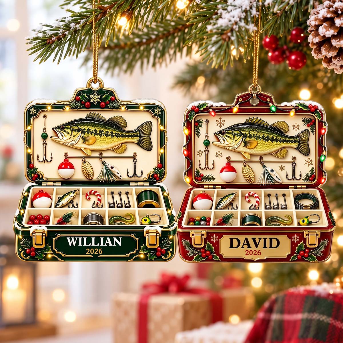Personalized Fishing Tackle Box Acrylic Ornament - Christmas Gift For Dad Husband Grandpa Fisherman