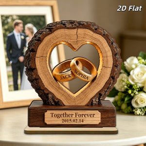 Personalized Together Forever Wooden Plaque With Names - Anniversary Wedding Gift For Couples