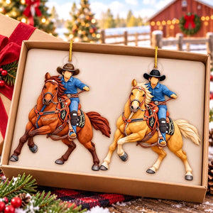 Personalized Cowboy Riding Horse Acrylic Ornament Christmas Gift For Horse Lovers Cowboys