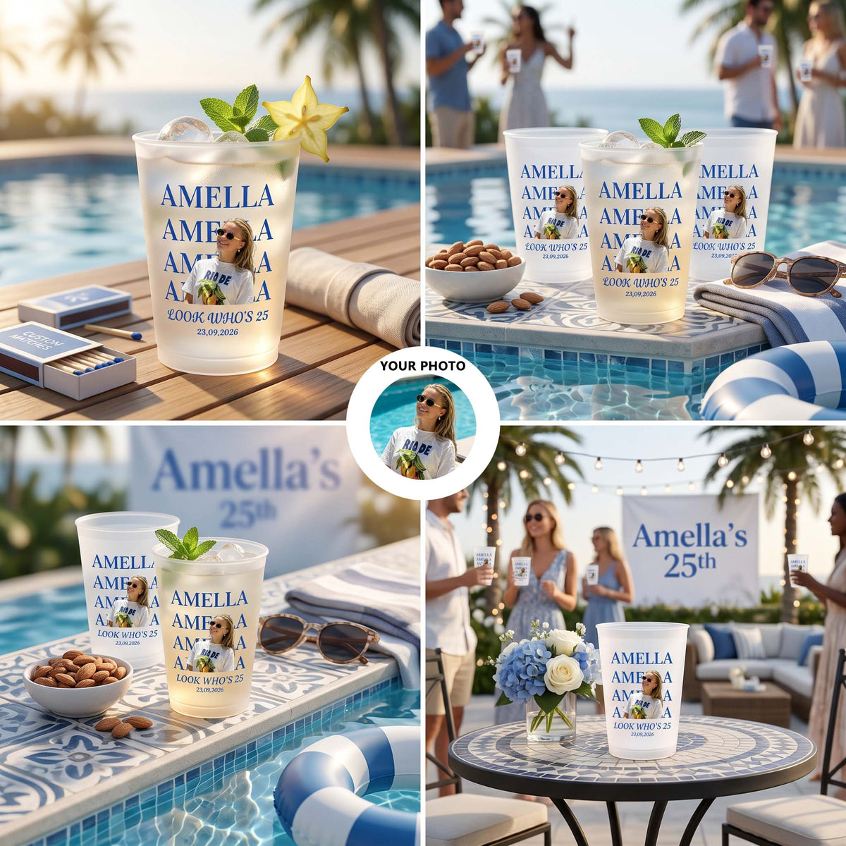Personalized Photo Frosted Plastic Cups | Perfect For Birthday Bachelorette Weekend For Girl Squad
