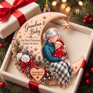 Personalized Grandma & Baby Moon Acrylic Ornament | Christmas Gift For Grandma New Baby