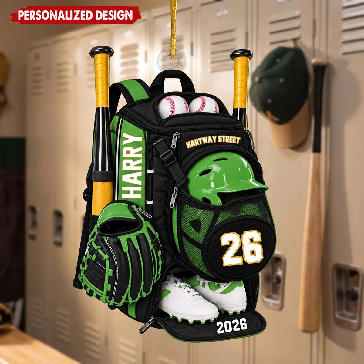 Custom Baseball Gear Bag 2026 - Personalized Acrylic Ornament Christmas Gift for Players & Coaches