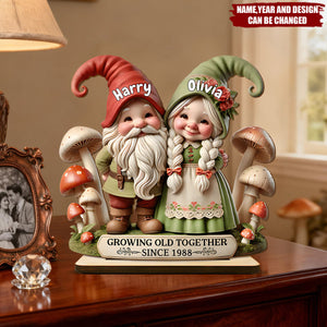 Personalized "Growing Old Together" Elves Standing Wooden Plaque | Romantic Time Xmas Gift For Couple Grandparents