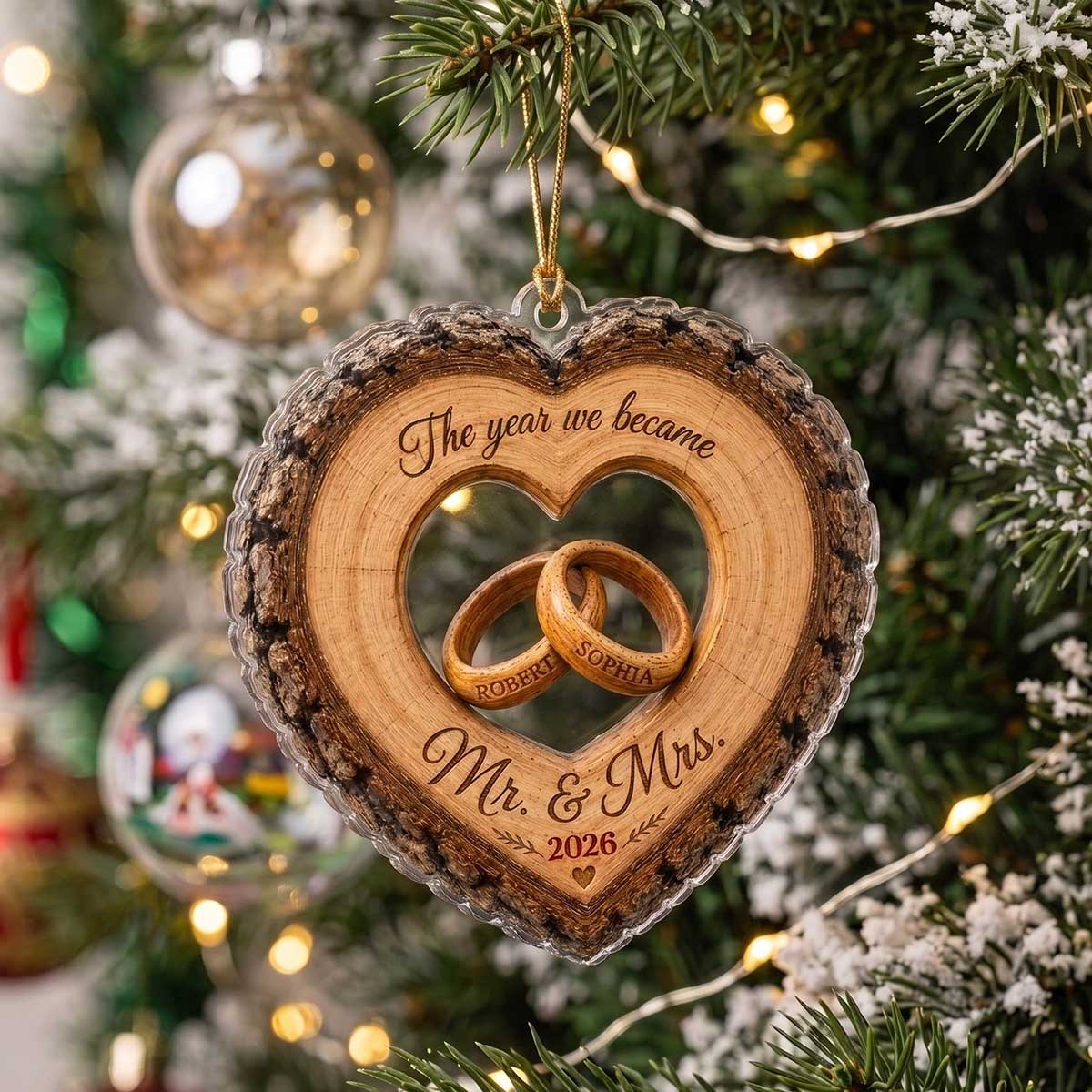 Personalized "The Year We Became Mr. & Mrs." Acrylic Ornament | Christmas Anniversary Gift For Newlyweds