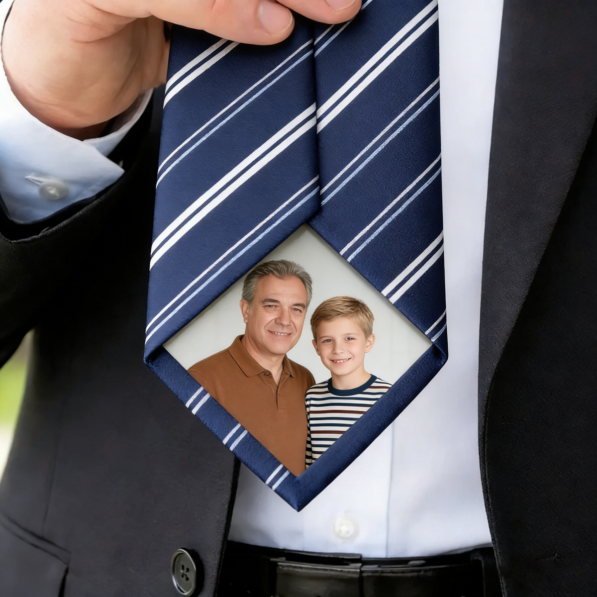 Custom Soft Fabric Photo Tie Patch Father's Day Surprise For Dad & Husbands