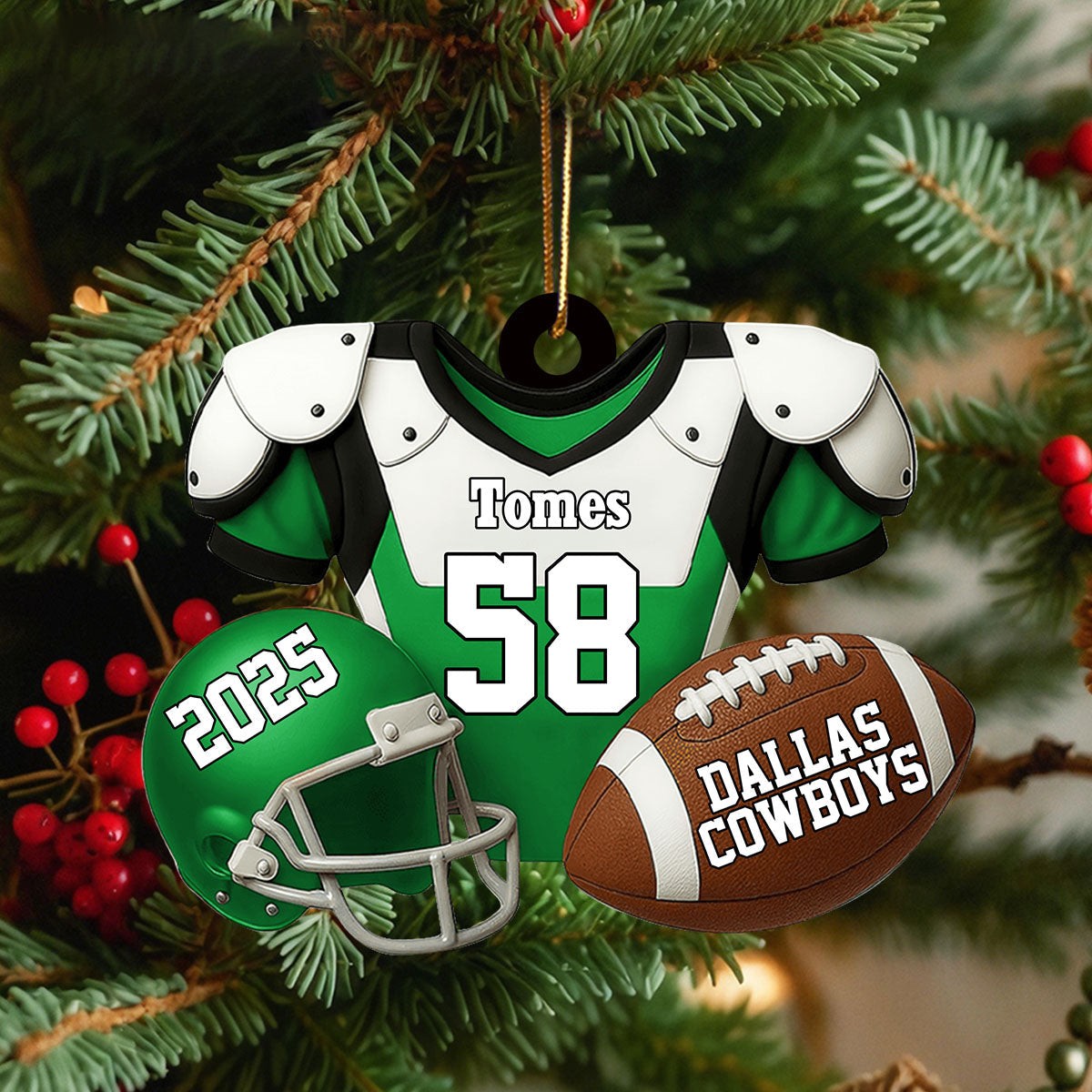 Personalized American Football Jersey Ornament With Name Number & Year Unique Christmas Gift For Player Coach Sports Lover