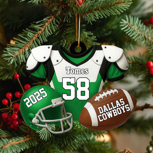 Personalized American Football Jersey Ornament With Name Number & Year Unique Christmas Gift For Player Coach Sports Lover