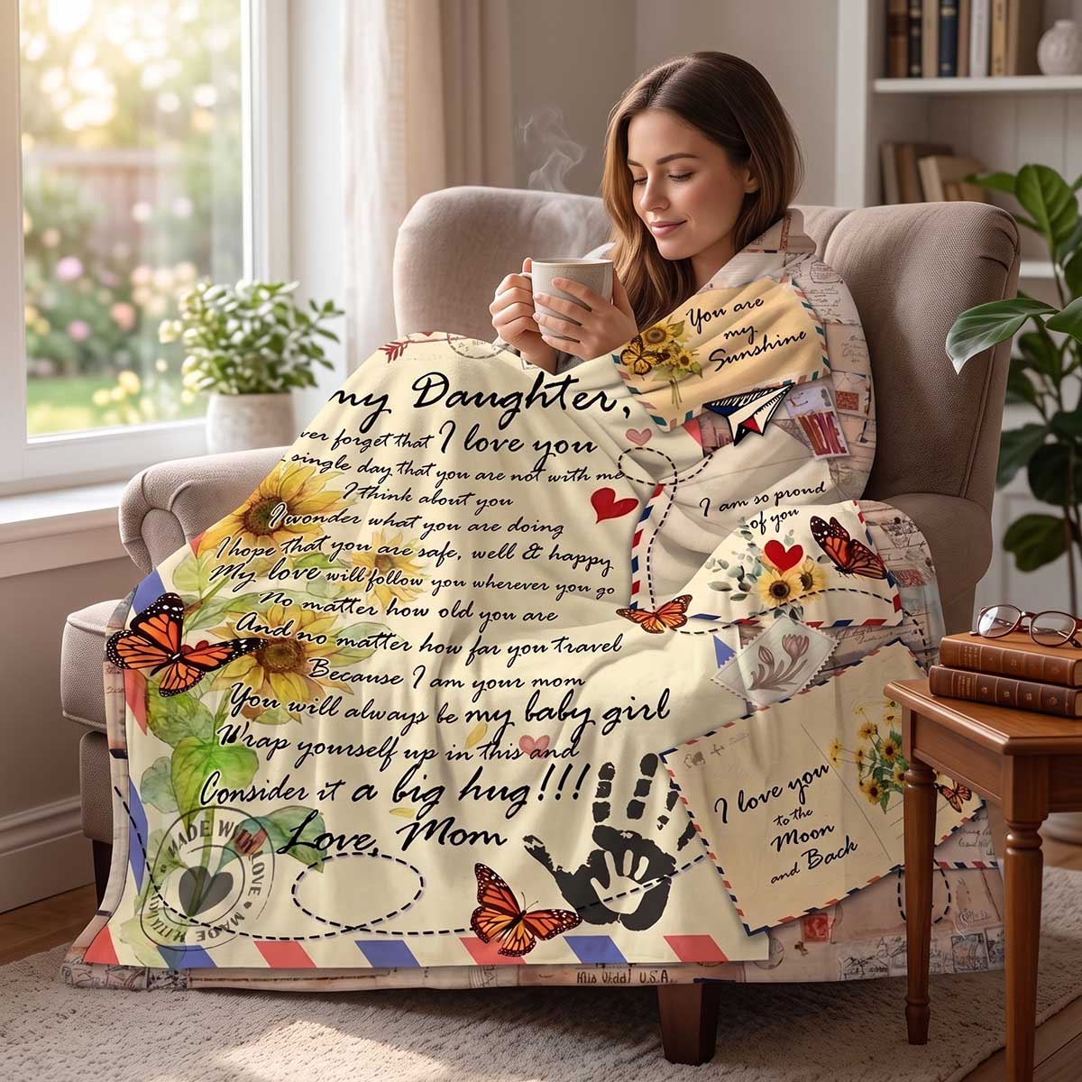 Personalized Vintage Letter To My Daughter Fleece Blanket - Christmas Birthday Gift For Daughter From Mom