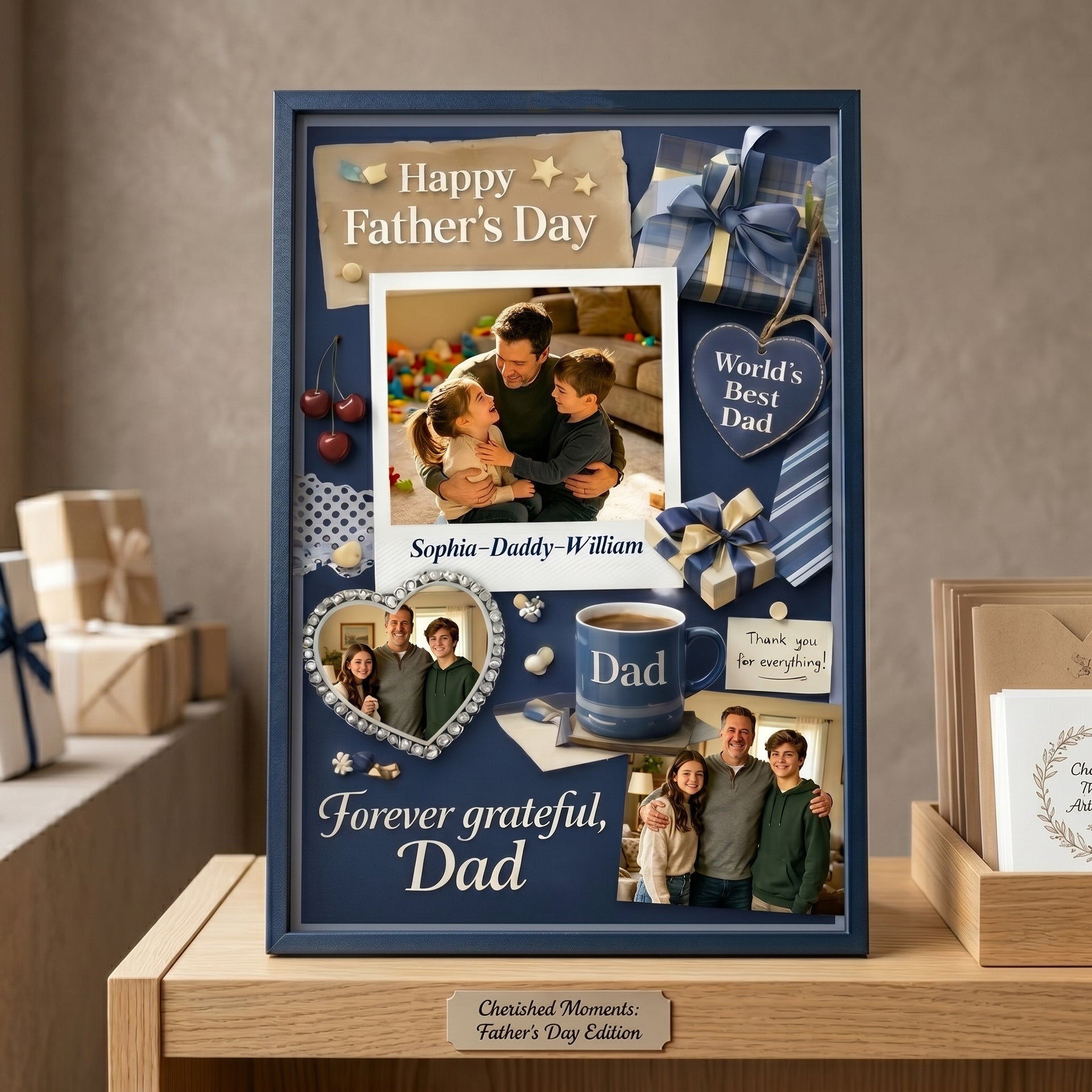 Personalized Happy Father's Day Collage Poster | Gift For Dad And Family