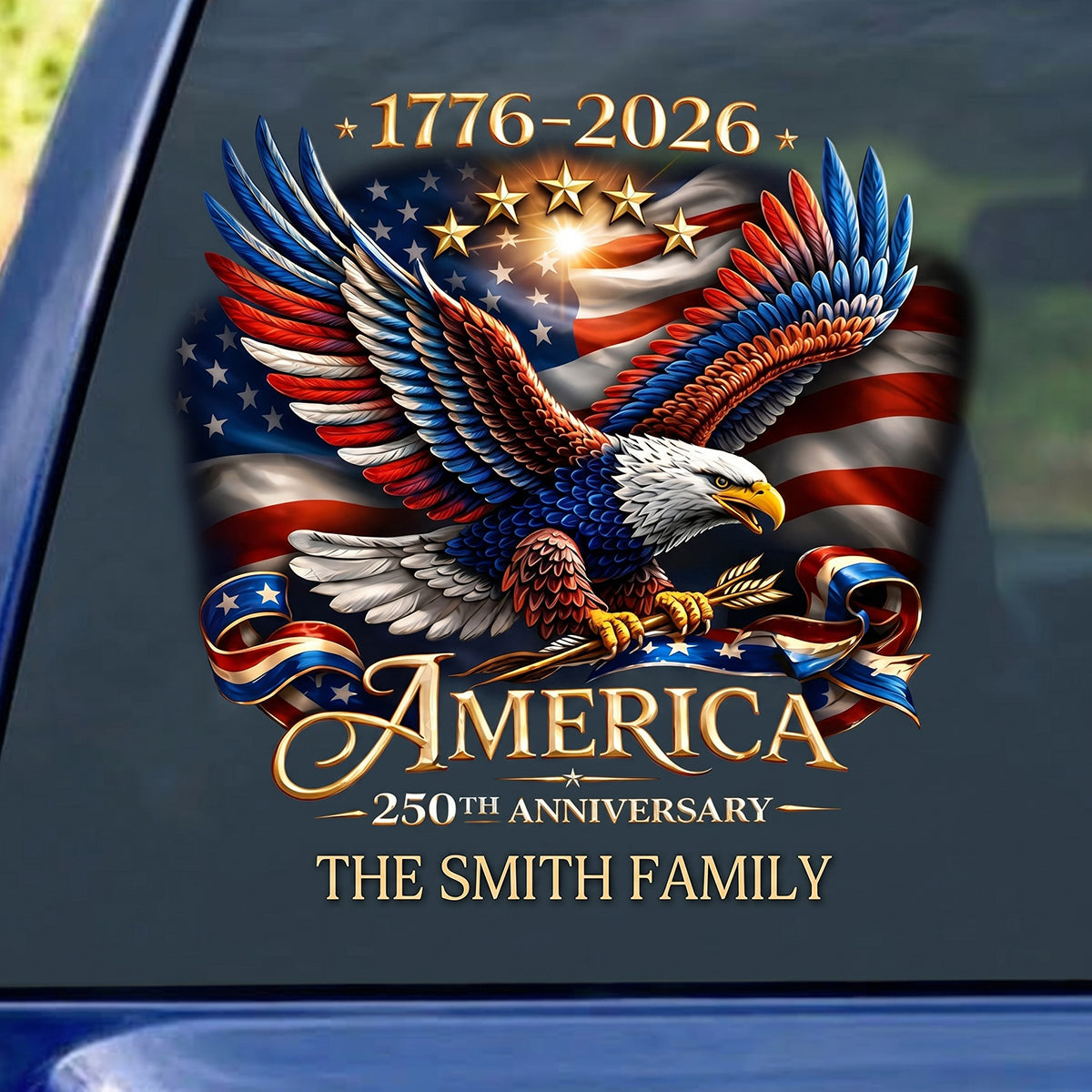 Personalized America 250th Anniversary Patriotic Car Decal | Independence Day Keepsake