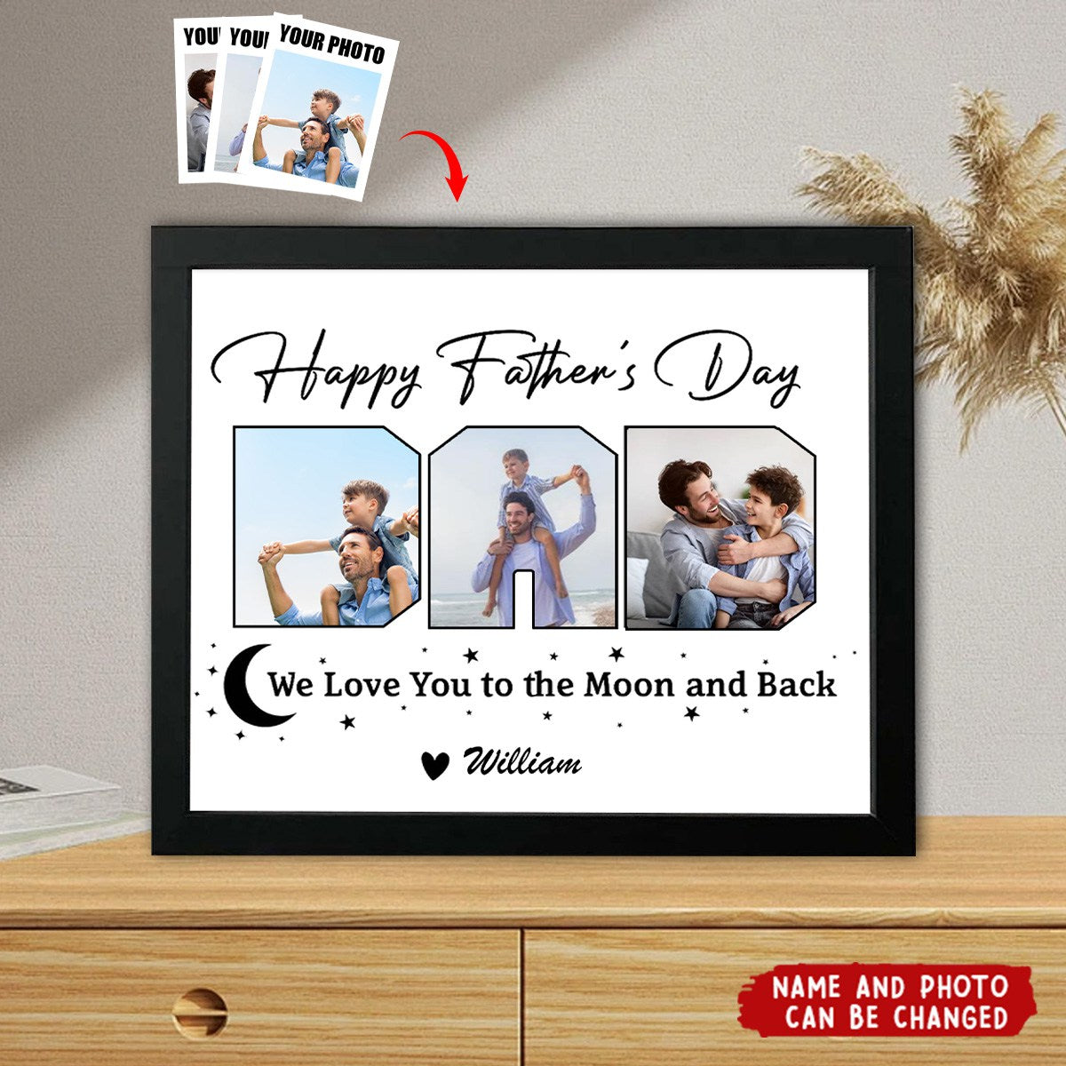 Custom Photo Happy Father's Day We Love You To The Moon And Back Picture Frame
