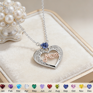 Personalized  Mother's Heart Necklace With Birthstone | Mother's Day Gift For Mom Grandma