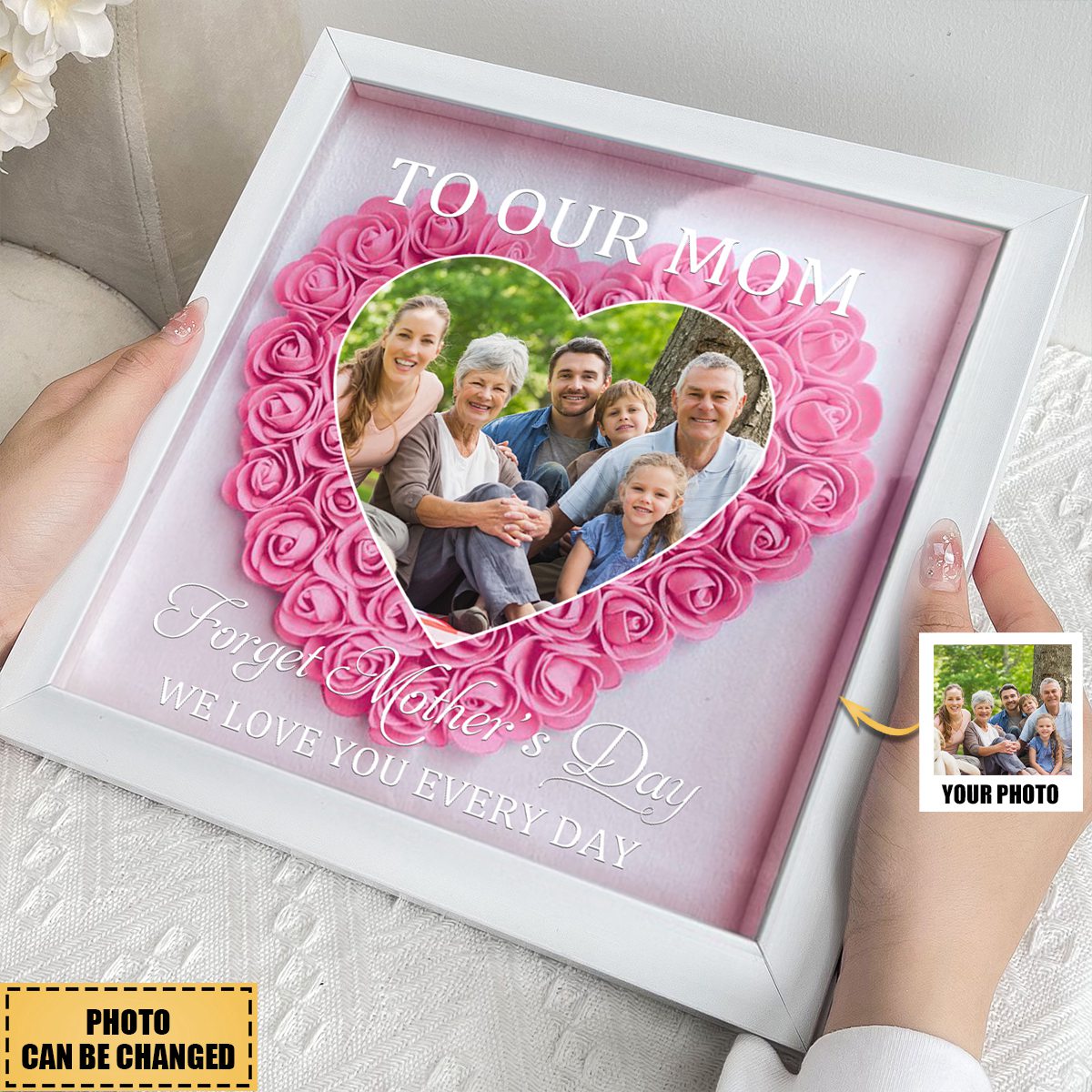 Mom Gift I Love You Every Day - Personalized Flower Shadow Box
