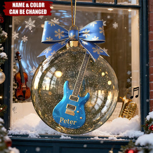 Personalized "Guitar Dreams" Christmas Ornament With Name & Color | Musical Instrument Decoration – Best Gift For Guitarist Music Teacher