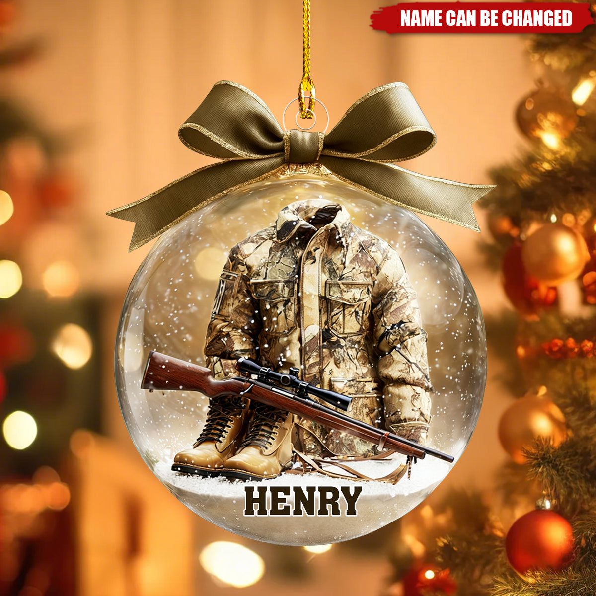 Personalized Hunting-Themed Christmas Ornament With Name Exclusive Camouflage Gift For Hunters Outdoor Lovers