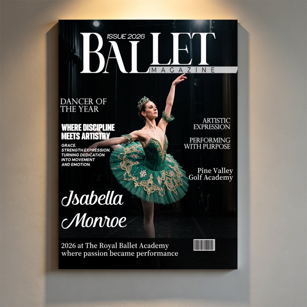 Personalized Name & Year Canvas Poster With Ballet Magazine Cover For Ballerina Room Decor