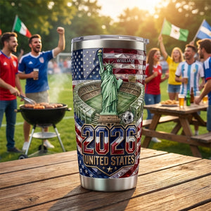 Personalized 2026 USA World Cup Soccer Tumbler With Name | Perfect Gift For Soccer Lover