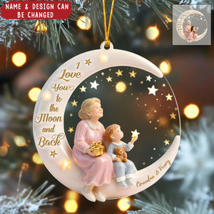Personalized Nana and Grandchild Moon Ornament with Names - "Love You to the Moon" Christmas Gift For Grandma & kids