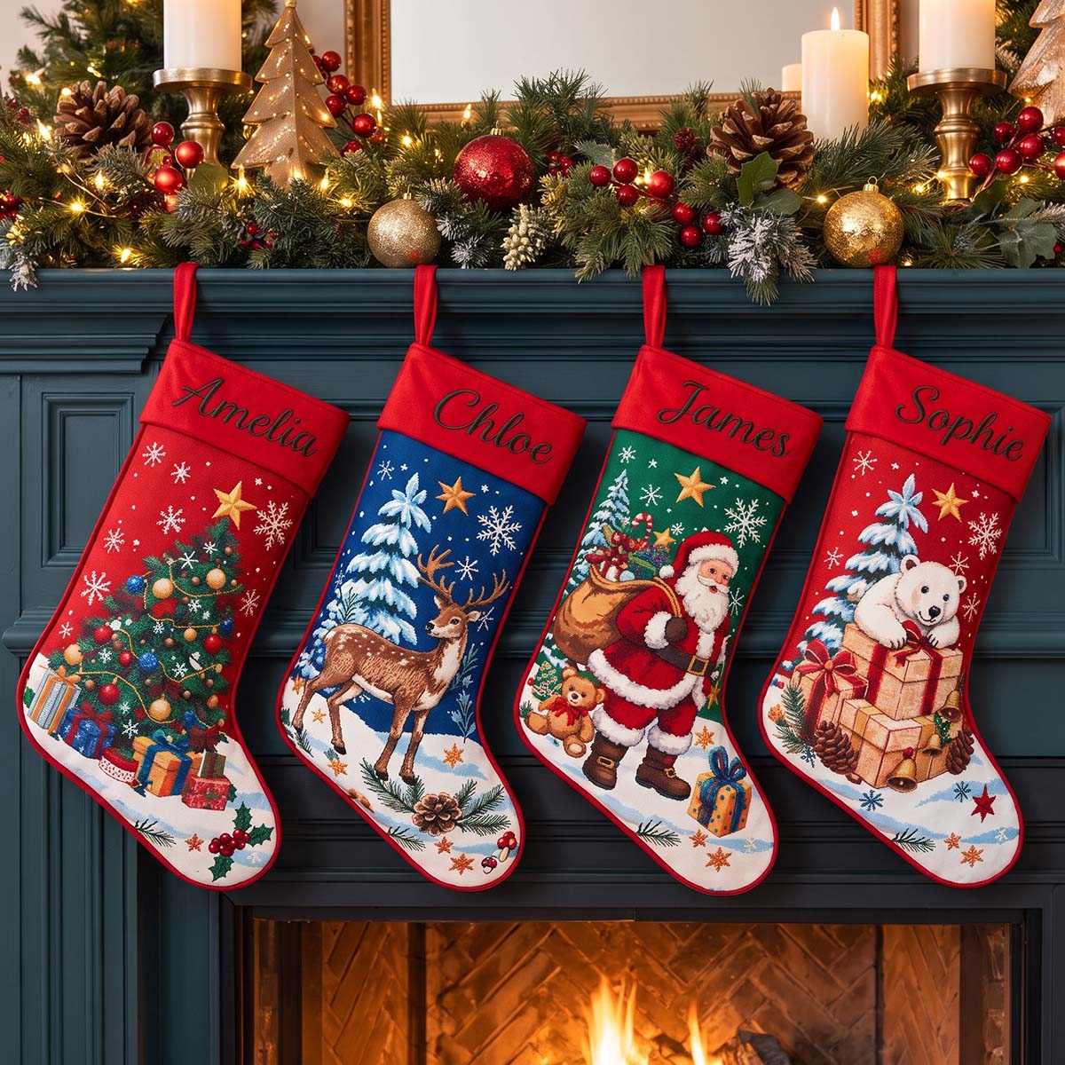 Personalized Christmas Stocking | Fireplace Hanging Decoration | Holiday Gift For Family Kids