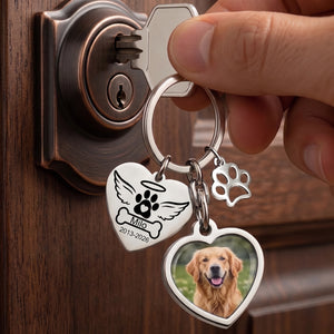 Personalized Pet Memorial Keychain - "Forever In My Heart" With Your Pet's Photo For Pet Parents