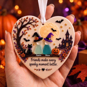 Personalized Halloween Friendship Sea Glass Ceramic Ornament | Fall Holiday Decor For Friend