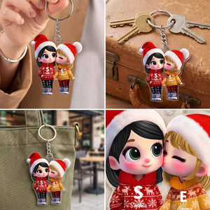 Personalized Couple Kissing Acrylic Keychain | Christmas Gift For Couple