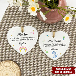 Custom Teacher Appreciation Ornament -"Thank You For Being Part Of My Story" Personalized Name And Design | End of Year & Christmas Gift