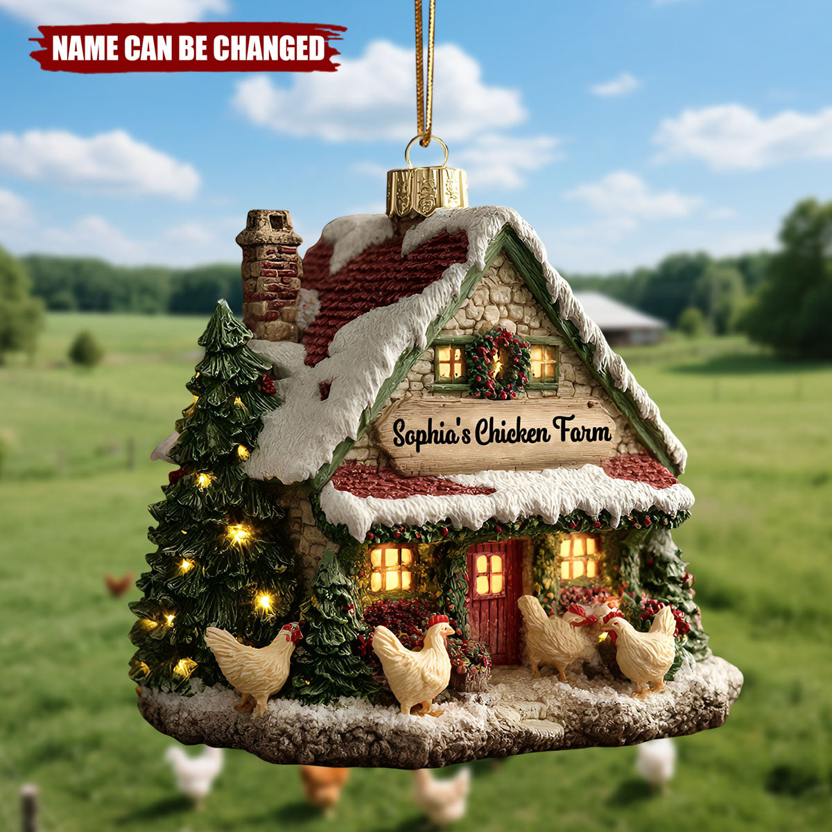 Personalized Chicken Farm Christmas Ornament With Name,Heartwarming Gift For Chicken Farmers & Farm Families