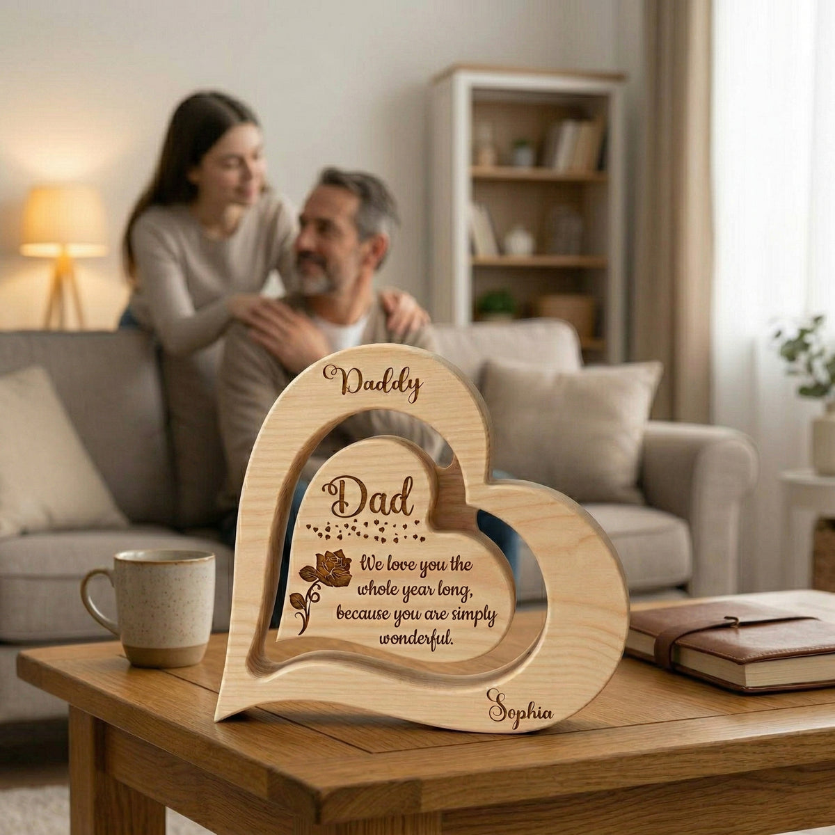 Personalized Heart-Shaped Wooden Keepsake Plaque | Thoughtful Mother's Day Father's Day Gift For Parents