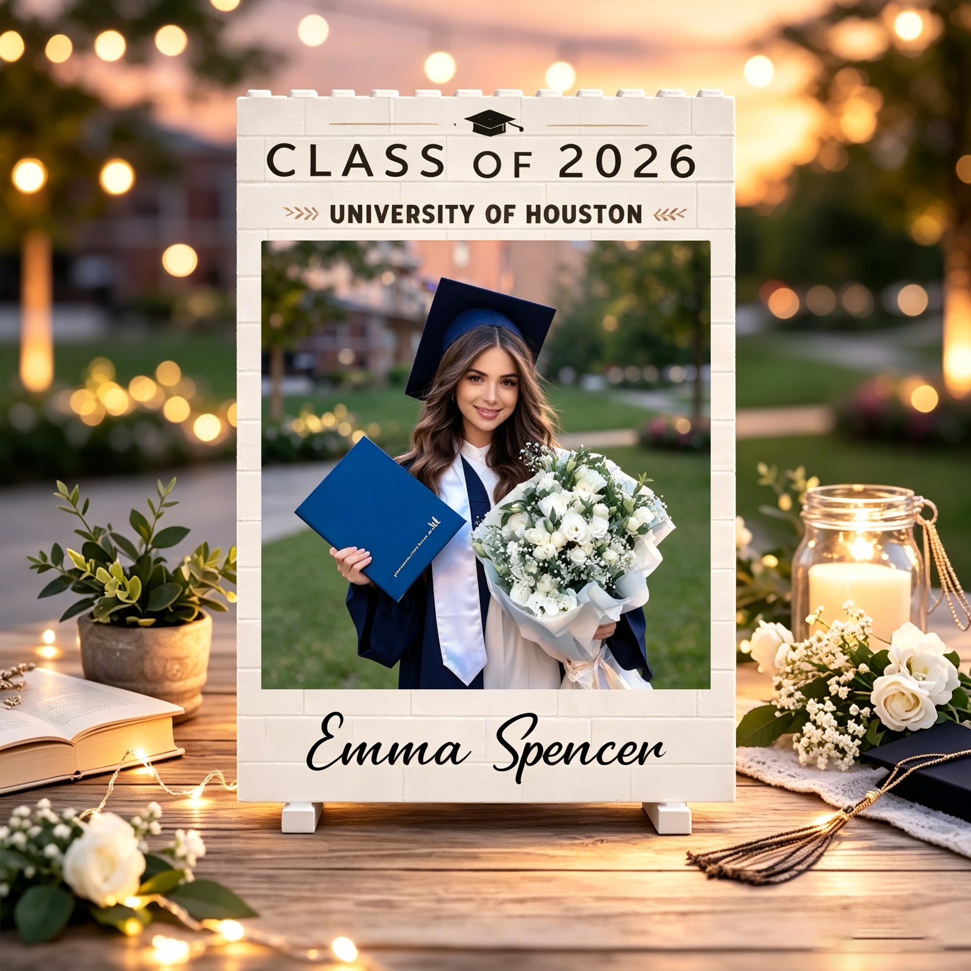 Personalized Graduation Brick Photo Frame | Senior College Grad Gift For Class of 2026 Graduates