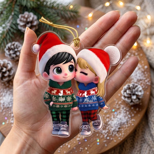 Personalized Couple Kissing Acrylic Ornament | Christmas Gift For Couple