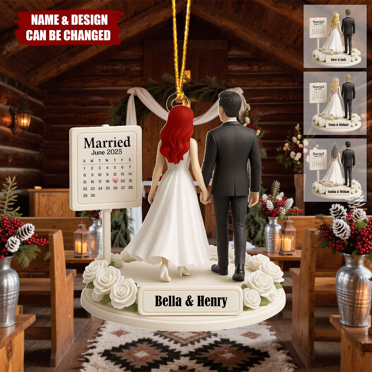 Personalized "From This Day Forward" Wedding Ornament With Names & Date "Married" Christmas Gift For Her & Him