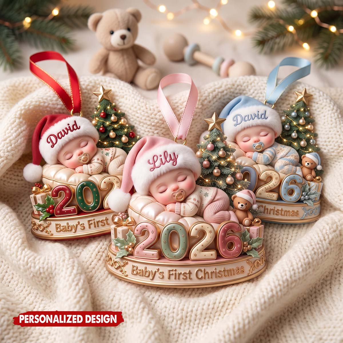 Personalized Baby's First Christmas 2026 Ornament - Christmas Keepsake Gift For Newborn, New Parents