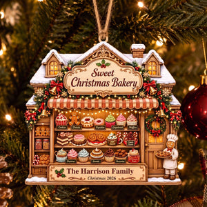 Personalized Christmas Bakery House Wooden Ornament | Christmas Gift For Family, Bakers, Cooking Lover