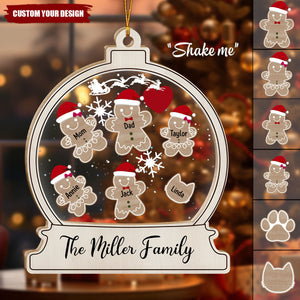 Personalized Gingerbread Hat Family Shaker Ornament With 1-6 Names & Year Sweet Christmas Gift For Family & Friends