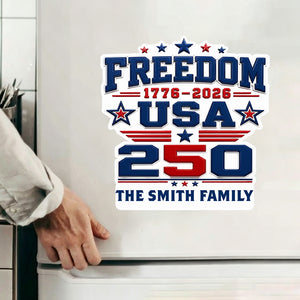 Personalized USA 250th Decal With Family Name - Independence Anniversary Gift