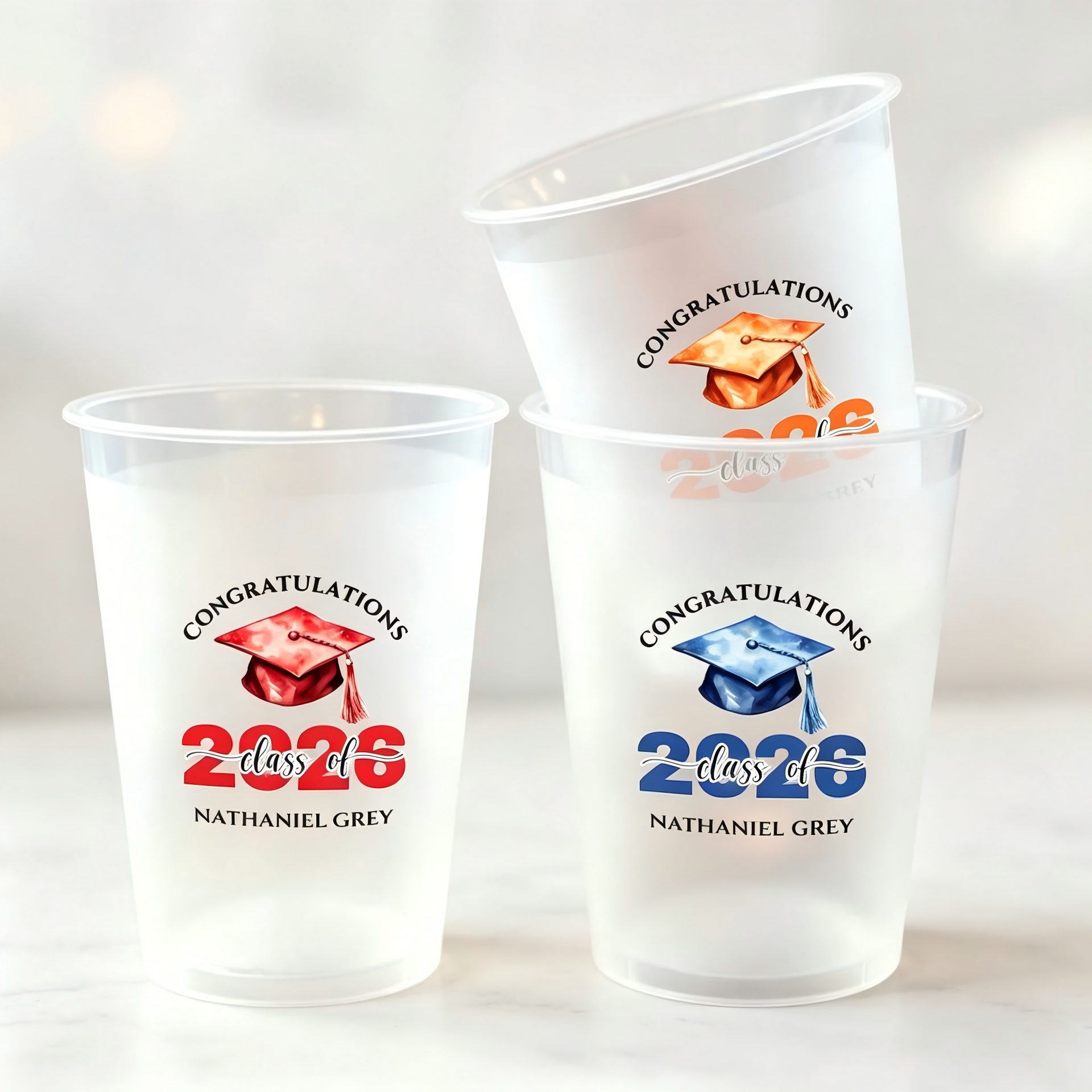 Personalized Class Of 2026 Frosted Graduation Cups With Name & Color |  Party Gifts For Him Her
