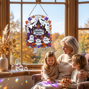 Personalized Acrylic Suncatcher Ornament | Grandma's Boo Crew Halloween Window Decor