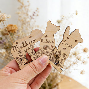 Personalized Layered Wood Carving Mama Bear Sign With Babies' Names & Floral - Mother's Day Gift For Mom